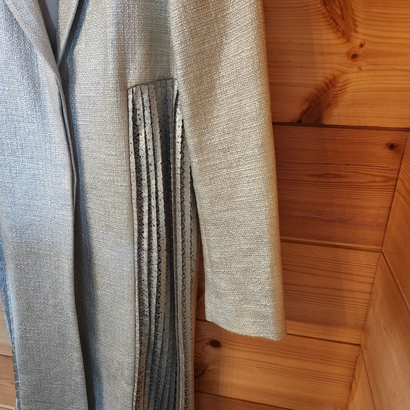 BCBG MaxAzria Silver Lace Long Jacket Coat - Picture 8 of 11